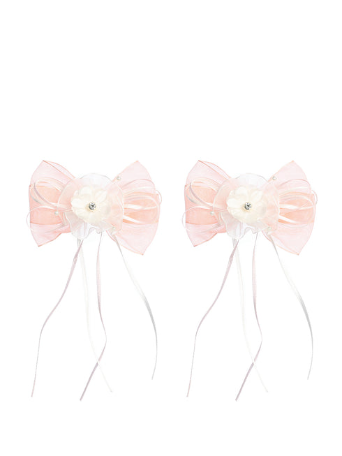 Girls Satin Organza Hair Bows - 1 Dozen Pairs